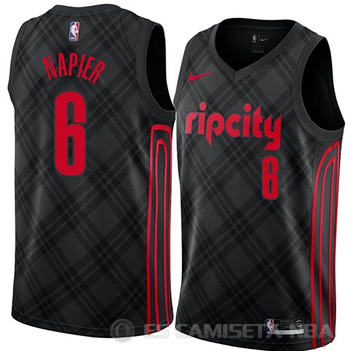 Camiseta Shabazz Napier #6 Portland Trail Blazers Ciudad 2018 Negro - Haga un click en la imagen para cerrar